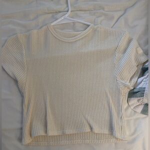 SET Active Off-White Textured Short Sleeve Top